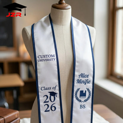 Factory Wholesale Graduation Stole Custom Logo Text Print Embroidery Low Minimum Order for College