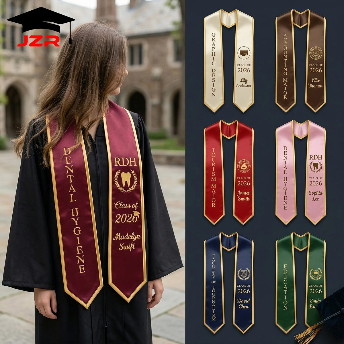 Custom Embroidered Graduation Shawl for Colleges