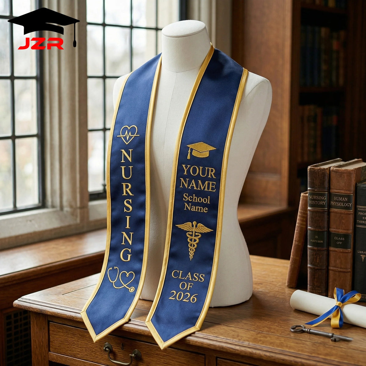 Factory Wholesale Graduation Stole Custom Logo Text Print Embroidery Low Minimum Order for College