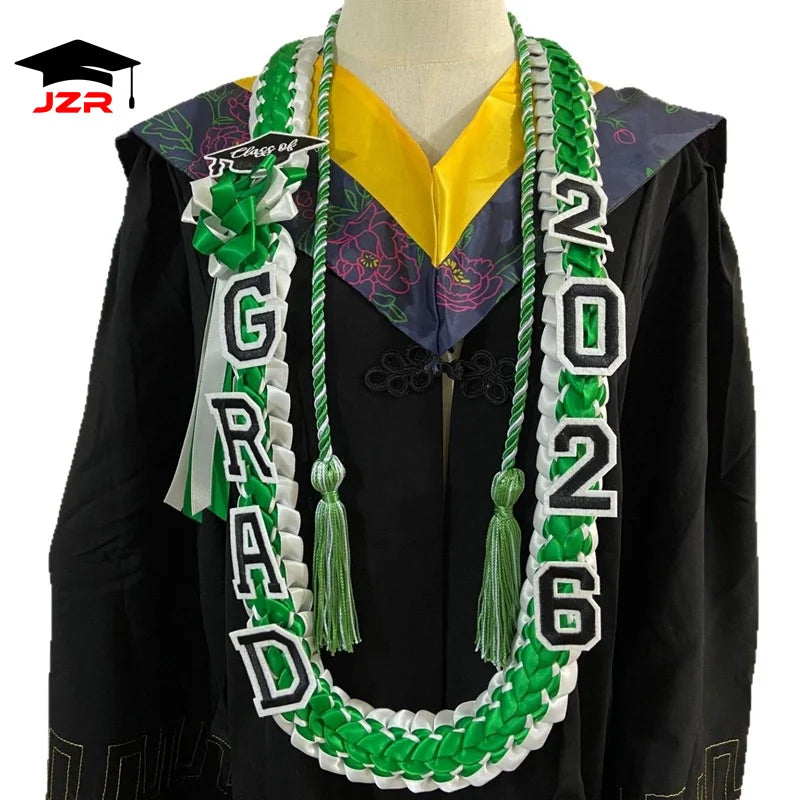 Fashion Graduation Lei Double Braided Satin Ribbon Senior Gift Polyester Graduation Leis Class of 2026