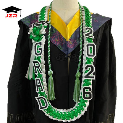 Fashion Graduation Lei Double Braided Satin Ribbon Senior Gift Polyester Graduation Leis Class of 2026
