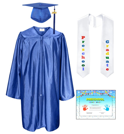 High Quality Shiny Color Preschool  Kids Royal Blue Kindergarten Graduation Gowns Primary School Graduation Uniform
