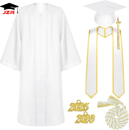 Wholesale Matte Graduation Gown Tassel Stole Set Adult University Graduation Outfits and Graduation Gown Cap for School Use