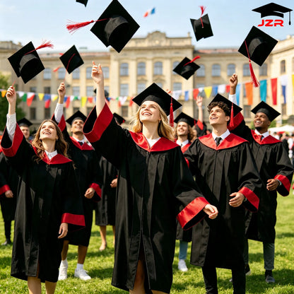 New Arrival Bachelor Graduation Gown With Satin Spliced Decorative Hood, Factory Wholesale