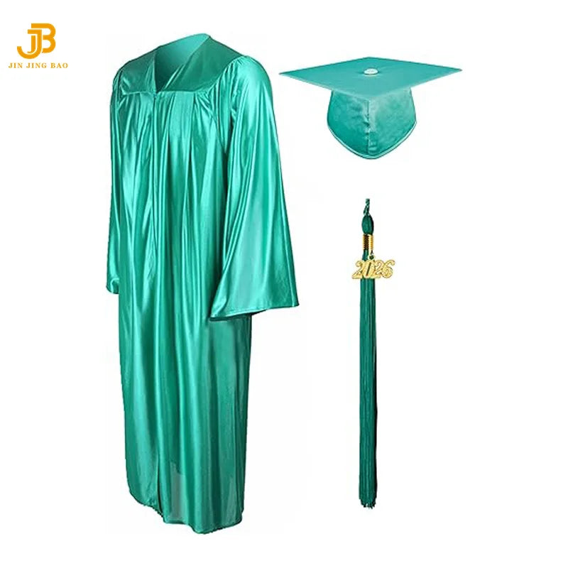 Bachelor's Gown Graduation Outfit with Shiny Finish Collegiate Style High School Graduation Gown