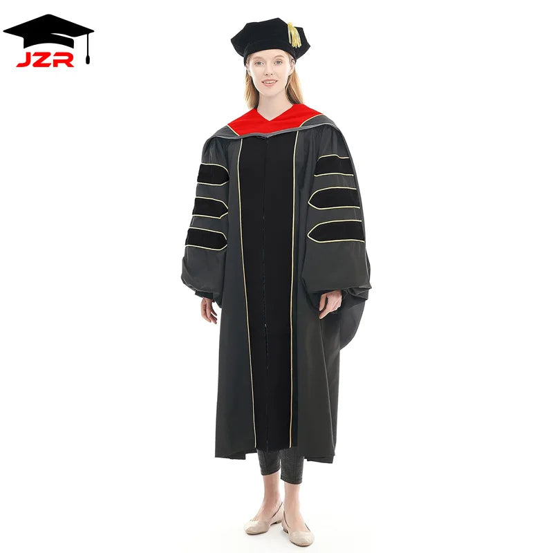 Custom Red and Black Doctoral Graduation Hood