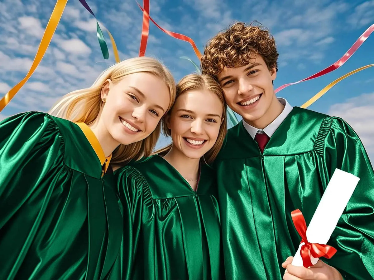 Bachelor's Gown Graduation Outfit with Shiny Finish Collegiate Style High School Graduation Gown