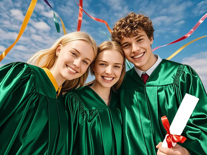 Bachelor's Gown Graduation Outfit with Shiny Finish Collegiate Style High School Graduation Gown