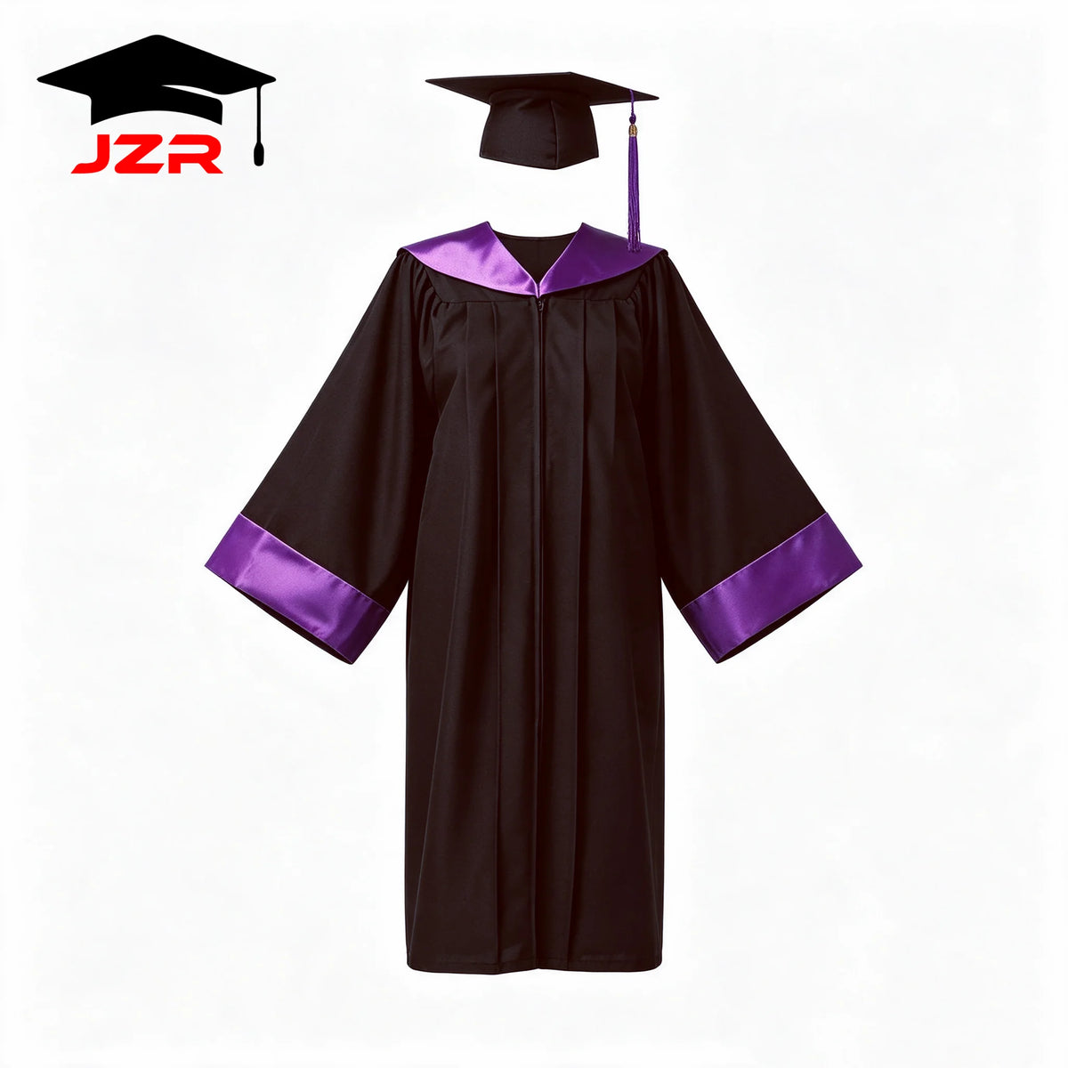 Wholesale New Bachelor Academic Gown, Satin Spliced Trim Hood for Graduation Ceremony