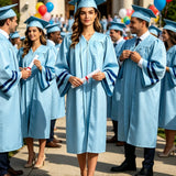 Custom Matte Graduation Gown with Satin Sleeve Bands
