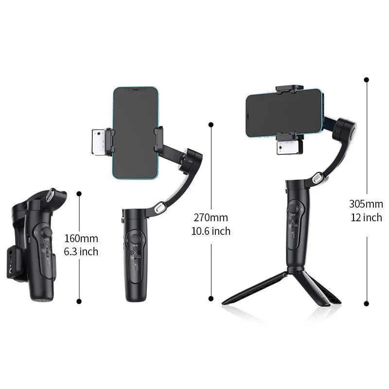 M3 3-Axis Smartphone Gimbal Stabilizer AI Face Tracking Magnetic Fill Light Detachable Remote Anti-Shake for TikTok YouTube Vlog