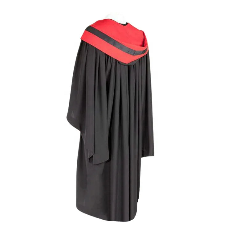 Best Selling Top Quality Black School Uniform Cloth  Australia Uk Doctoral Phd Hood  Wholesale Graduation Gowns