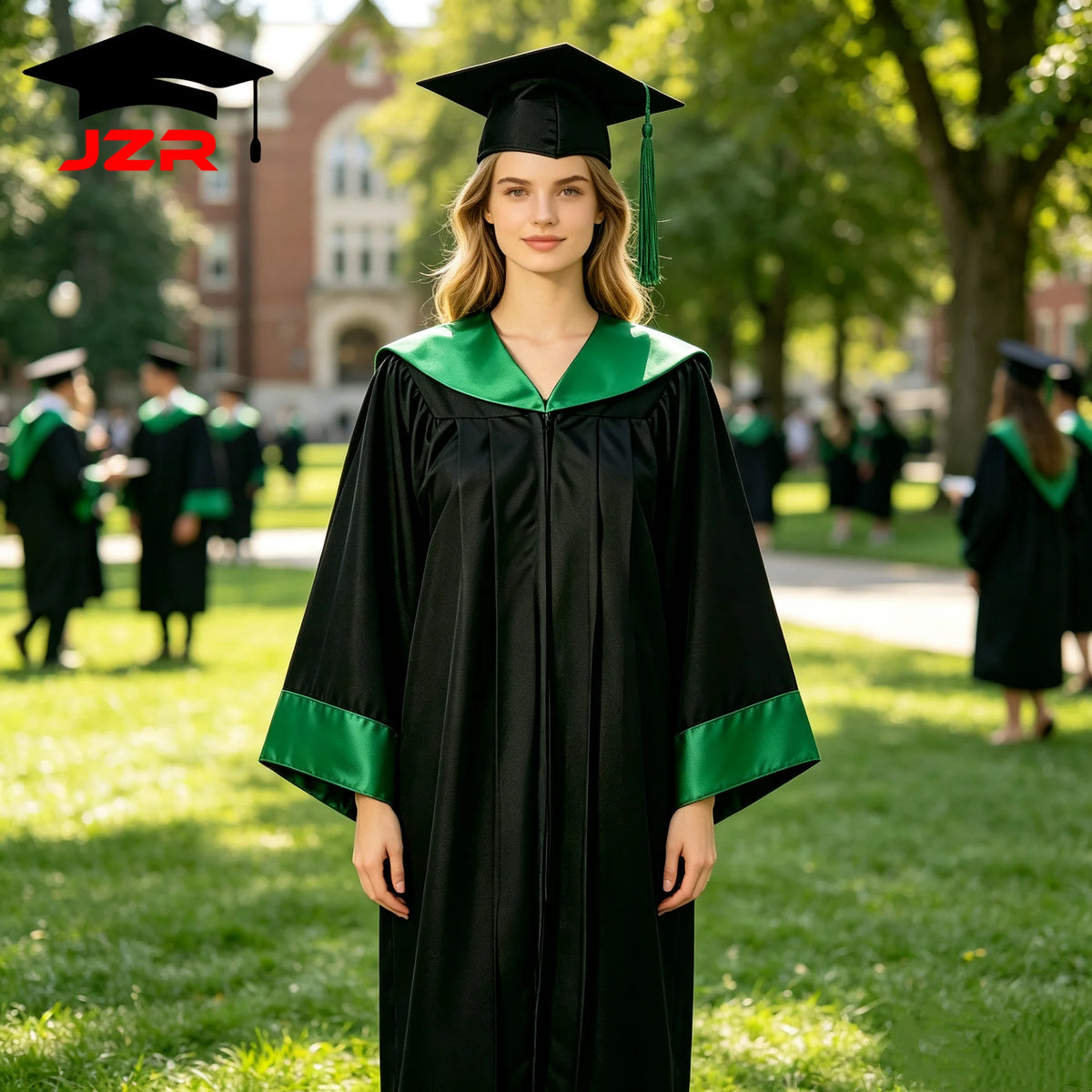 Academic Bachelor Gown New Design With Satin Spliced Hood, Graduation Costume for Institution Purchase