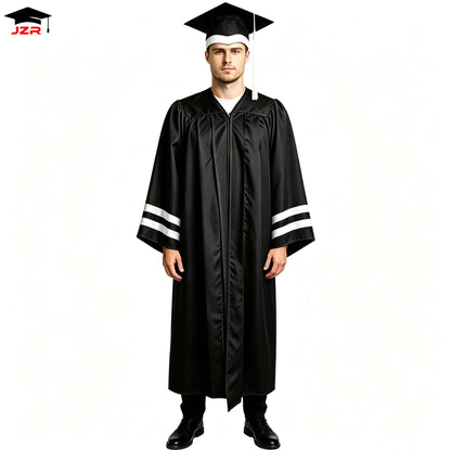 Custom Logo Design Color Graduation Toga Graduation Cap Gown With Stripes on the Sleeves