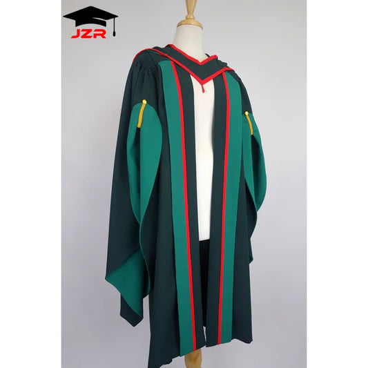 Custom University of Leeds PhD Graduation Cap Gown and Doctoral Academic Graduation Hood Set