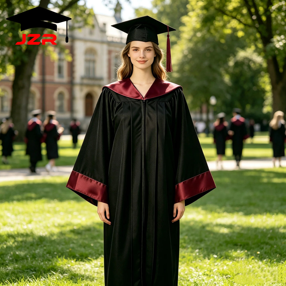 New Arrival College Bachelor Robe, Satin Spliced Decorative Hood Graduation Gown Bulk Shipment