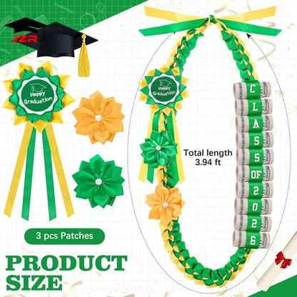Newest Graduation Gifts Multicolored Polyester Ribbon Lei Hand Woven Braided Graduate Ribbon Leis Flower Necklace Sets