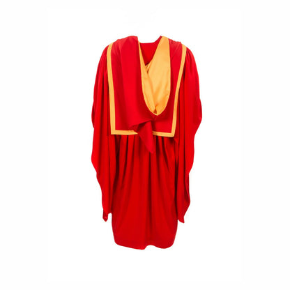 AU/UK University Academic Gown for PhD Red/Gold with Hood Unisex Doctoral Uniform for Adults for School Use
