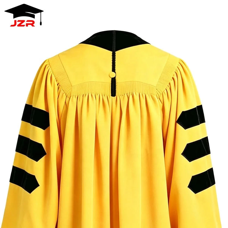 High-End Black Velvet Doctoral Graduation Gown and Tam University Graduation PhD Customizable Academic Robe