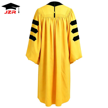 US Style PhD Graduation Gown Matte Deluxe Doctoral Graduation Gown with Velvet Bars