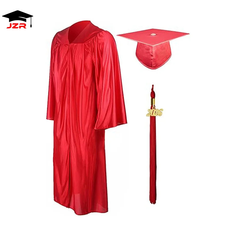 Graduation Shiny Gown Set Unisex Adult Shiny 100% Polyester Graduation Outfit for Formal Academic Occasions