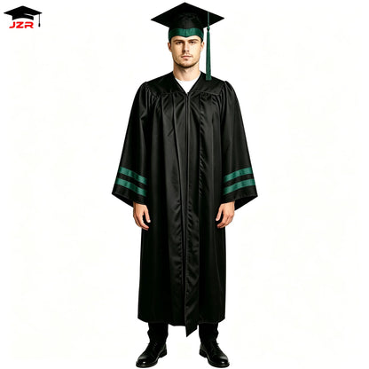 Custom Logo Design Color Graduation Toga Graduation Cap Gown With Stripes on the Sleeves