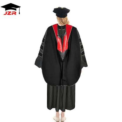 2026 Custom Deluxe Doctoral Graduation Hood PHD Red/Black/Red Combinations