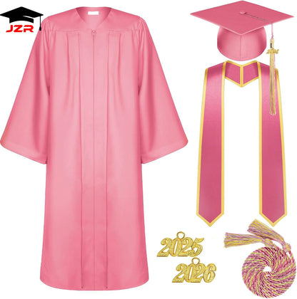 Wholesale Matte Graduation Gown Tassel Stole Set Adult University Graduation Outfits and Graduation Gown Cap for School Use