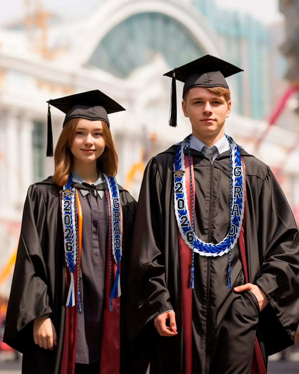 Class of 2026 Money Graduation Leis Multi Color Satin Ribbon Necklaces Hand Knit Grad Party Gift Supplies