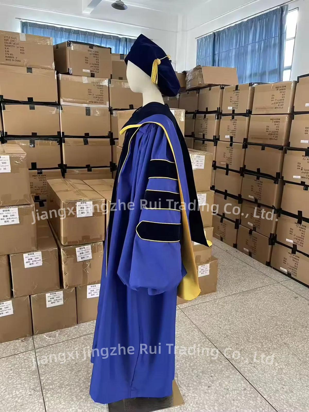 High Quality University Royal Blue Doctoral Graduation Gown for Graduation Ceremony PhD Gown