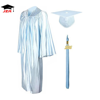 Factory Cheap Wholesale Shiny Forest Green Graduation Gown Cap Graduation Toga