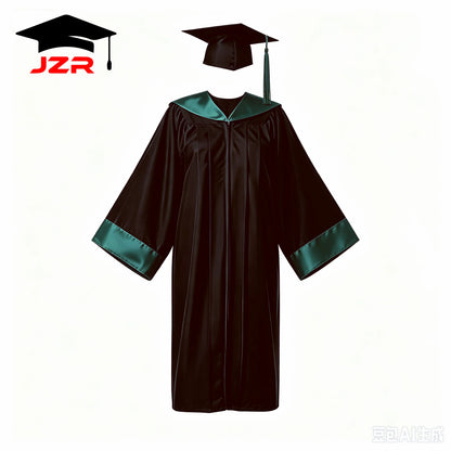 Satin Trim Spliced Hood Bachelor Gown New Model, University Commencement Robe Custom Available