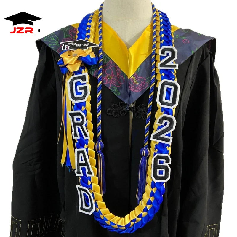 Fashion Graduation Lei Double Braided Satin Ribbon Senior Gift Polyester Graduation Leis Class of 2026