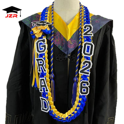 Fashion Graduation Lei Double Braided Satin Ribbon Senior Gift Polyester Graduation Leis Class of 2026