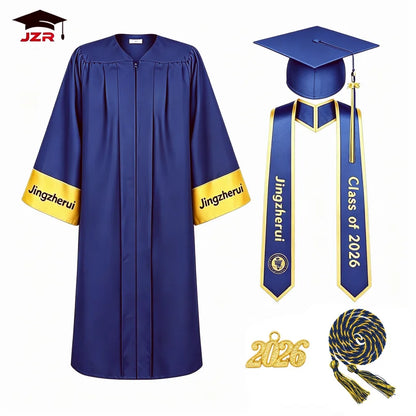 New Design Graduation Toga & Cap | Sky Blue Outfit with Printed Stole and Honor Cord