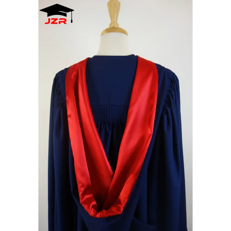 Customized DU Australia University Navy Blue PHD Graduation Gown Doctoral Academic Gown and Cap Set with Tam