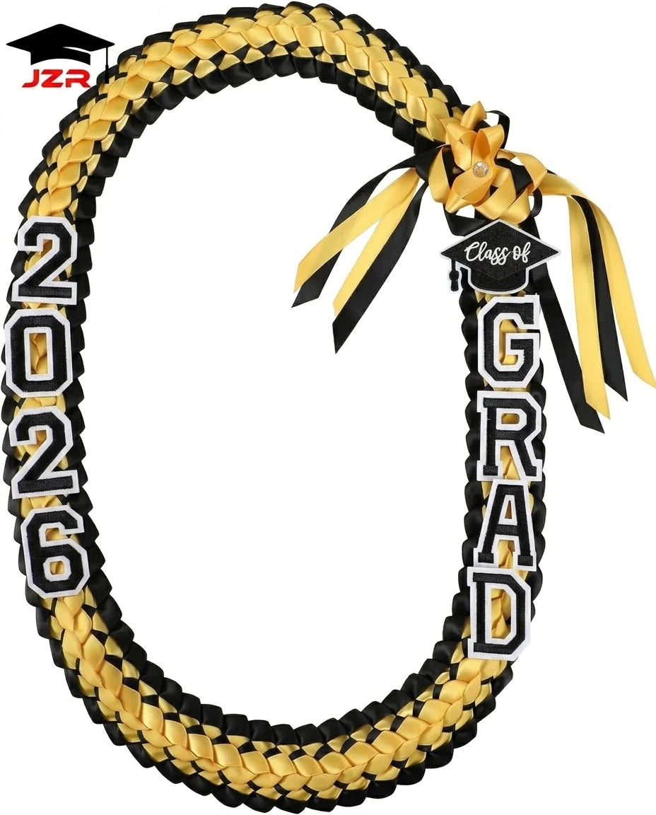 Graduation Leis Class of 2026 Grad Ribbon Double Braided Necklace Handmade Leis for Congrats Graduates Senior
