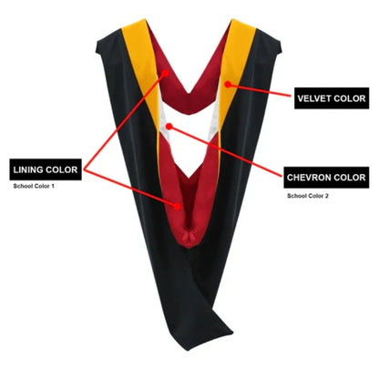 Hot Selling 16 Colors Combinations Traditional Deluxe Academic Graduation Hood Bachelor and Master Graduation Hood