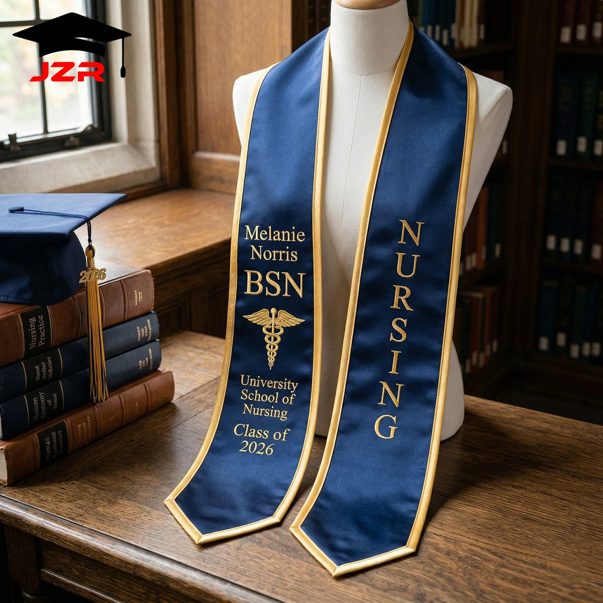 Custom Logo Graduation Stole with Printing and Embroidery