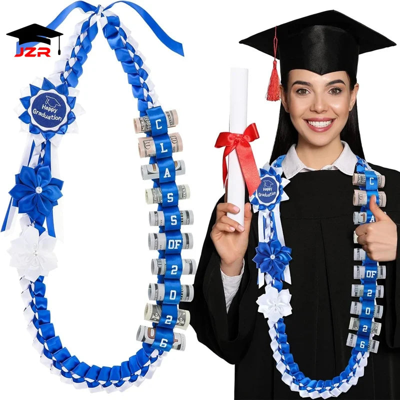 Trendy Graduation Party Gifts Double Braided Honor Ribbon 120CM Satin Ribbon Leis for College Back to School