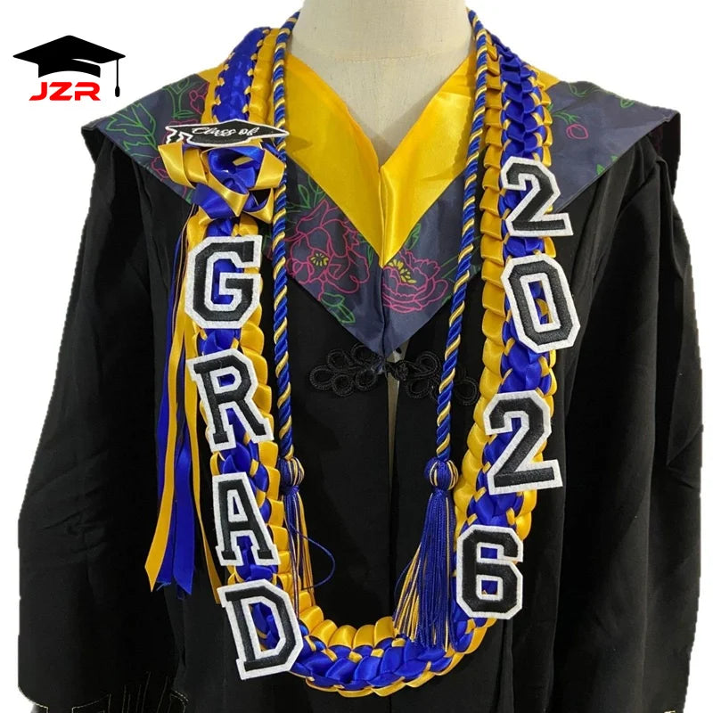 Custom 2026 Handmade Colorful Honor Rope Graduation Ribbon 120cm Wreath Weaving Leis Braided Necklace