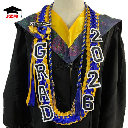 Custom 2026 Handmade Colorful Honor Rope Graduation Ribbon 120cm Wreath Weaving Leis Braided Necklace