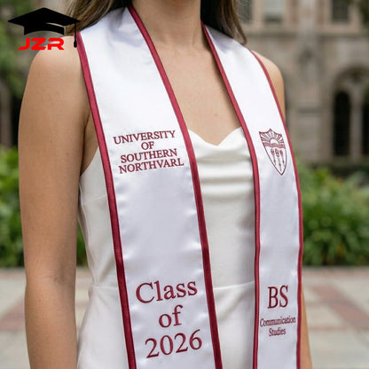 Low MOQ Custom Grad Stole Premium Fabric Fine Embroidery Vivid Printing Factory Straight Sale