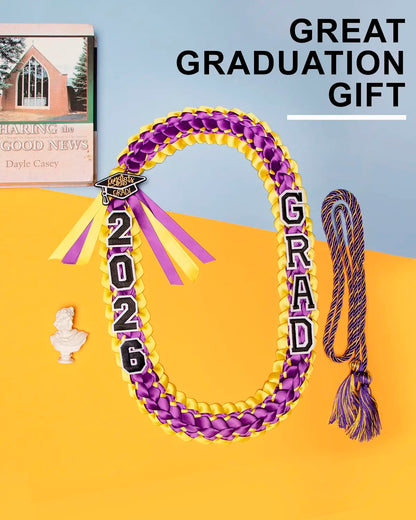 2026 Floral Decor Graduation Money Leis Double Layer Knit Ribbon Wreath College Grad Gift Accessories