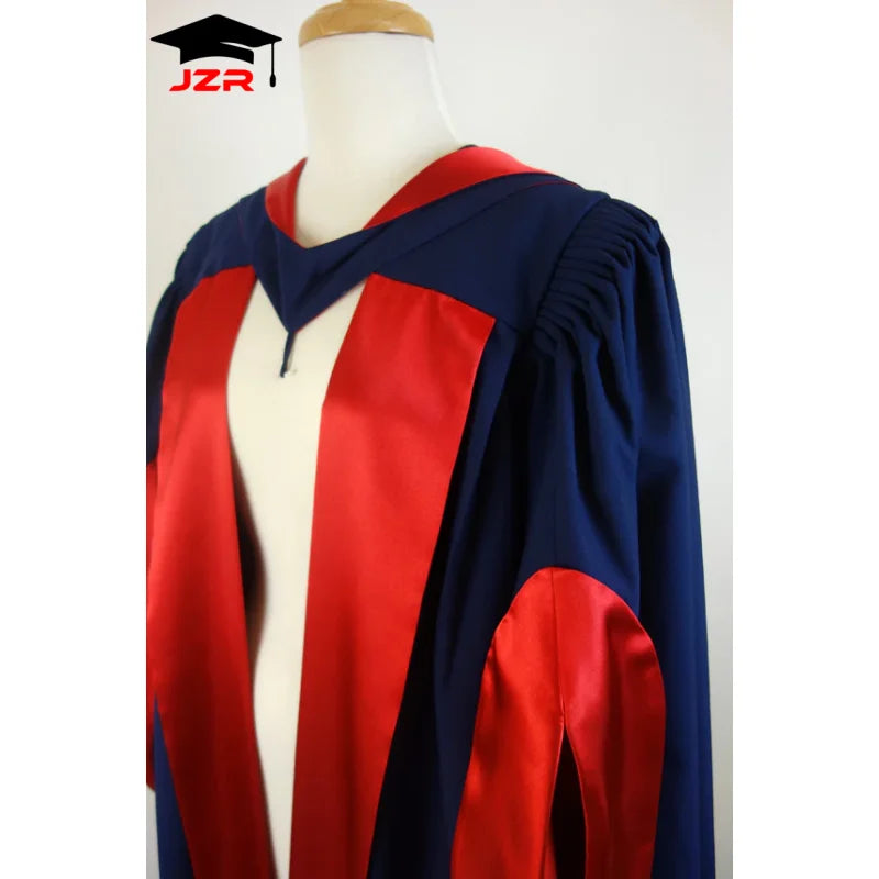 Cambridge Style Maroon PhD Graduation Gown Deluxe Fluted PHD Doctoral Academic Graduation Gown and Hood Set