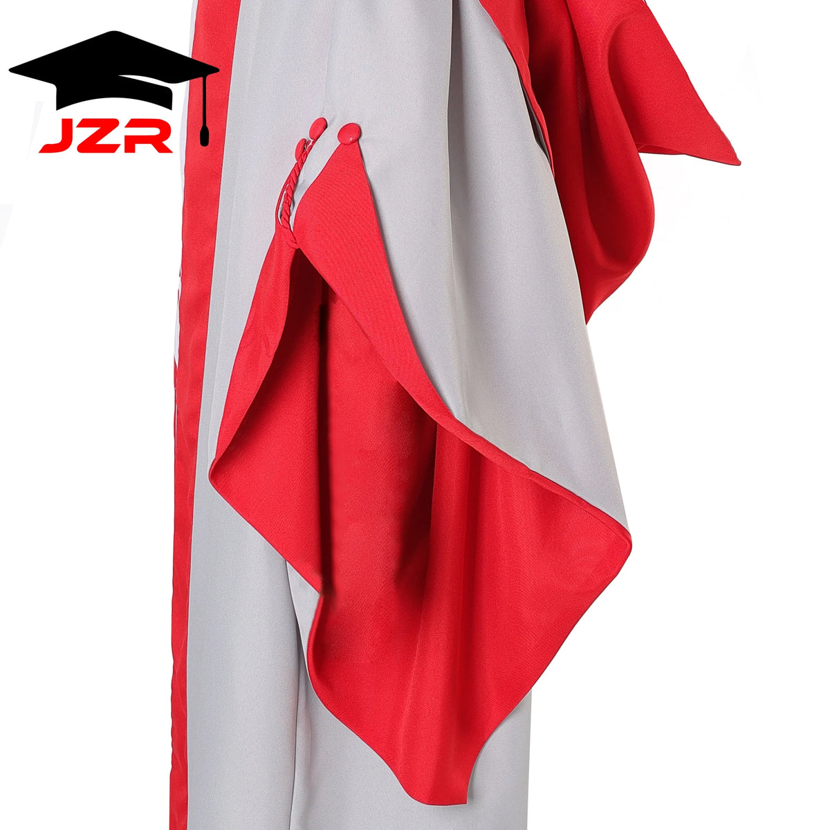 HOT JZR Red-Gray Spliced Doctoral Gown Long Sleeve Unisex Graduation School Uniform Customizable 100% Polyester Academic Regalia