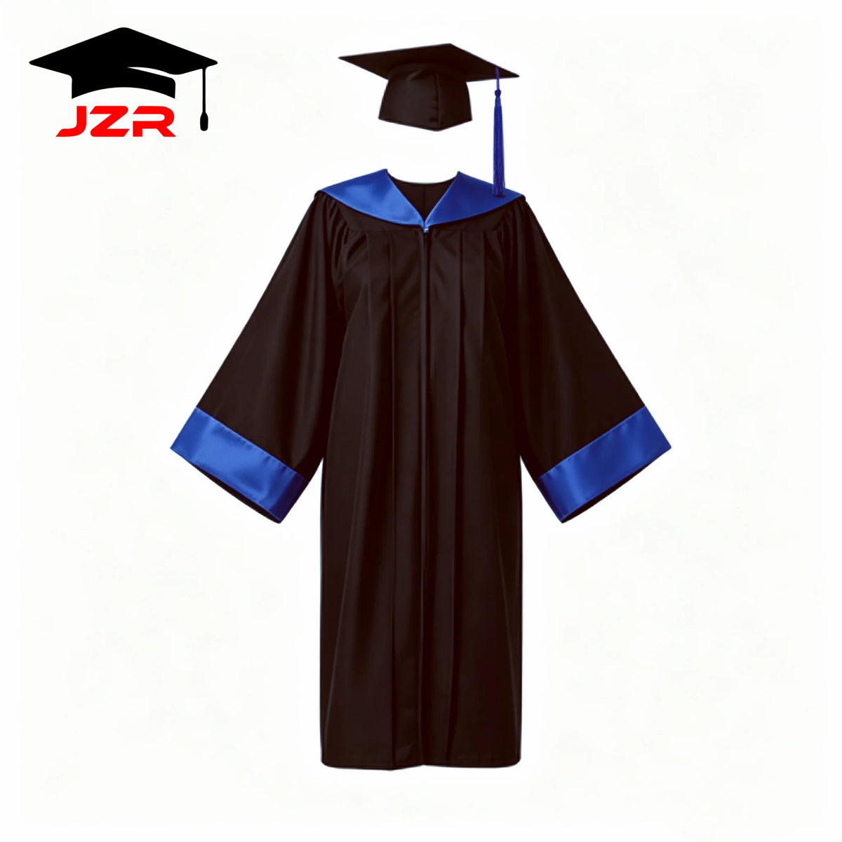 Factory Direct New Bachelor Graduation Gown, Satin Spliced Trim Hood Academic Robe