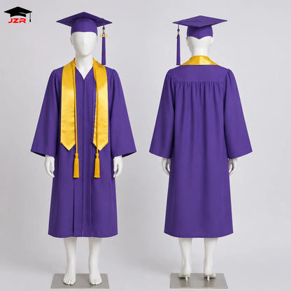 2026 Polyester Bachelor's Robe Set School Uniform University Graduation Degree Ceremony Graduation Gown Cap Stole Honor Cord