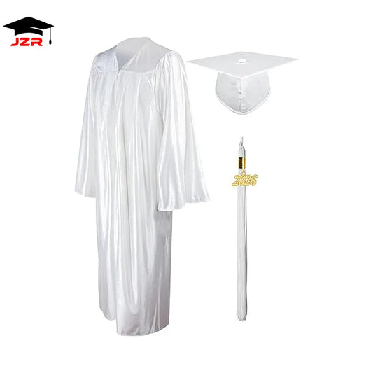 12 Colors Shiny Fabric School University Graduation Cap Gown Tassel College Grad Unisex Uniform Adults