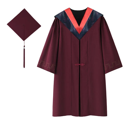 High Quality College Graduate Student and Doctoral Graduation Dress Bachelor's Clothing With Hanging Shawl & Hat School Uniforms